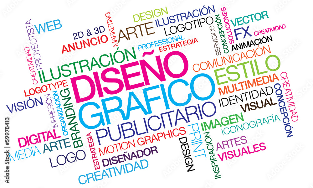 Fototapeta premium Diseño grafico publicitario nube de etiquetas ilustración