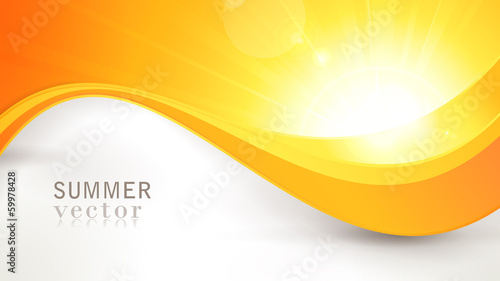 Vector summer sun with wavy pattern and lens flare