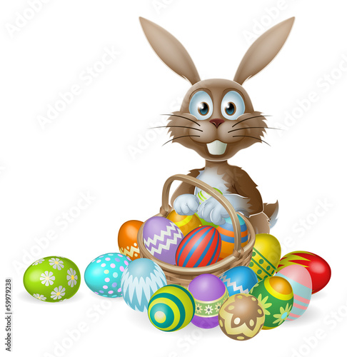 Easter bunny with eggs basket
