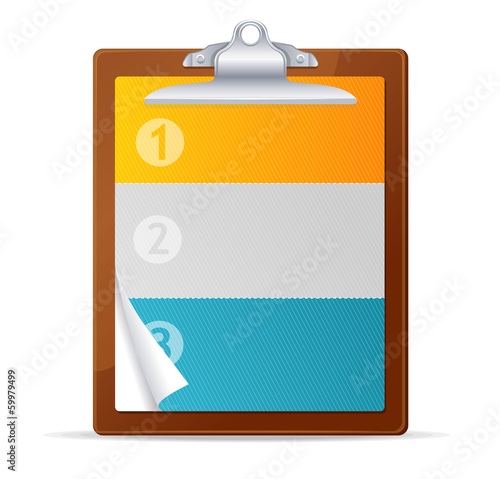 Blank clipboard 1,2,3 concept