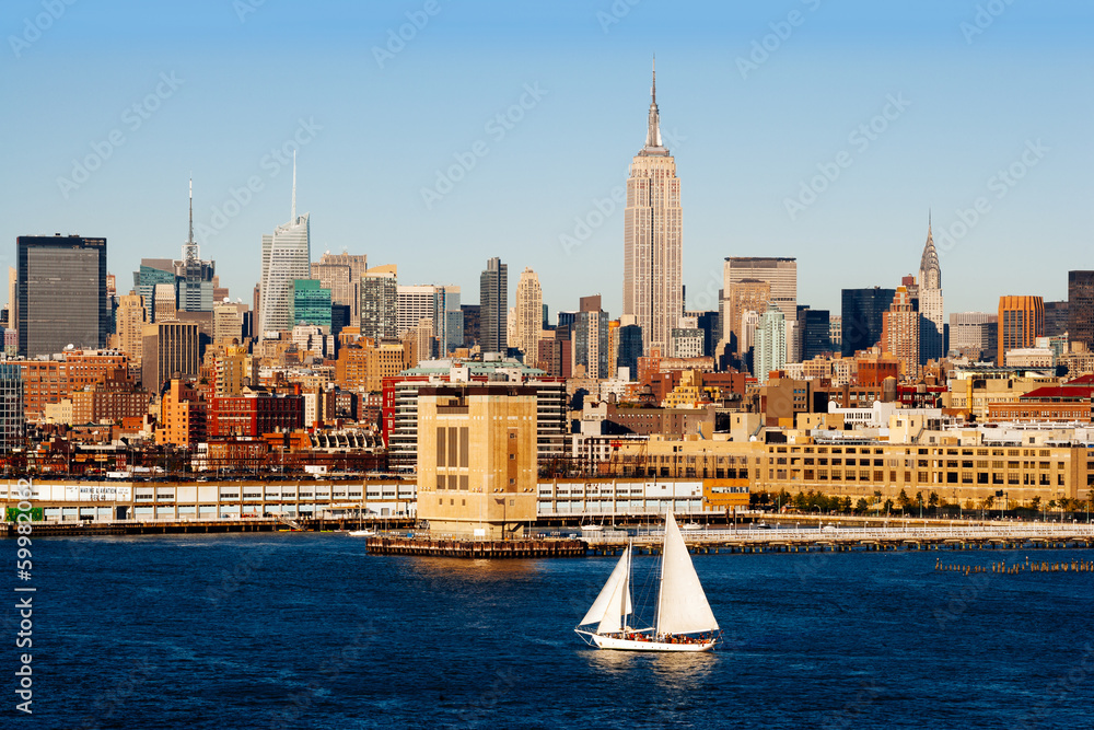 New York City and the Hudson River - obrazy, fototapety, plakaty 