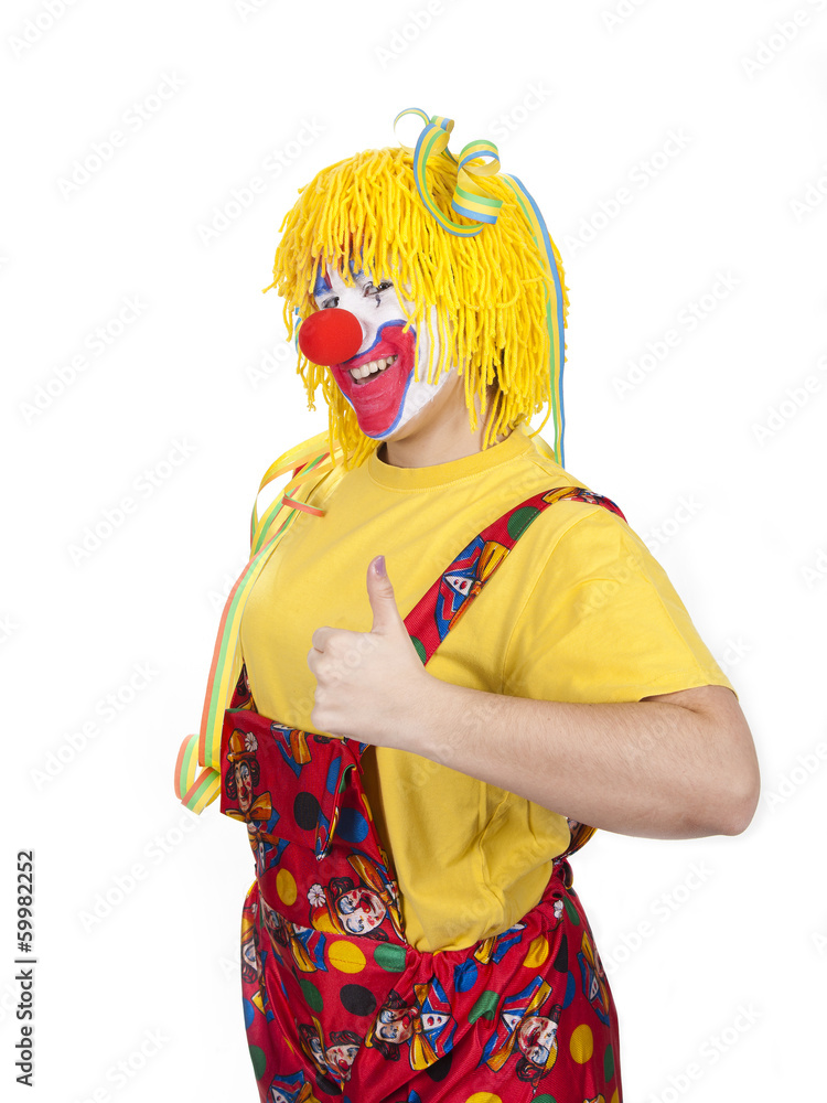 Fototapeta premium Clown zeigt Daumen hoch