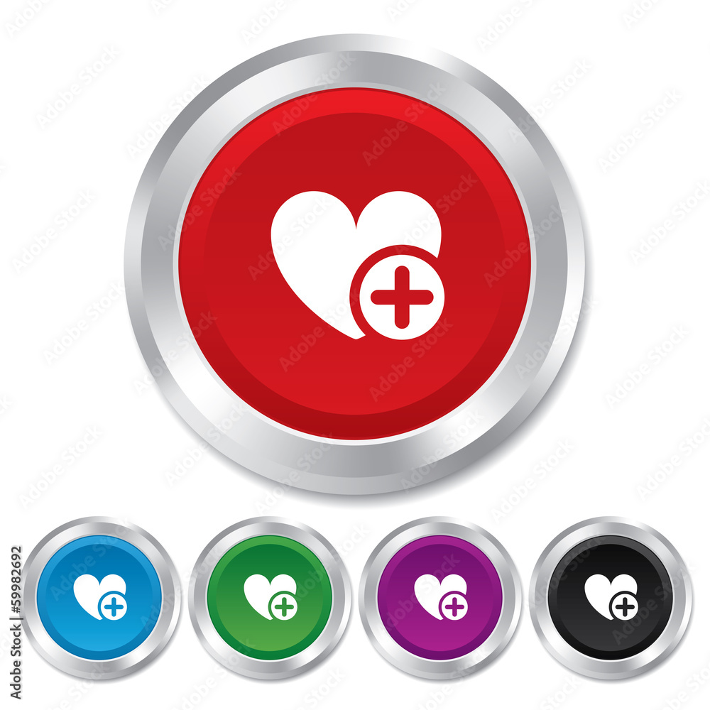 Heart sign icon. Add lover symbol. Heart sign icon. Add lover symbol.
