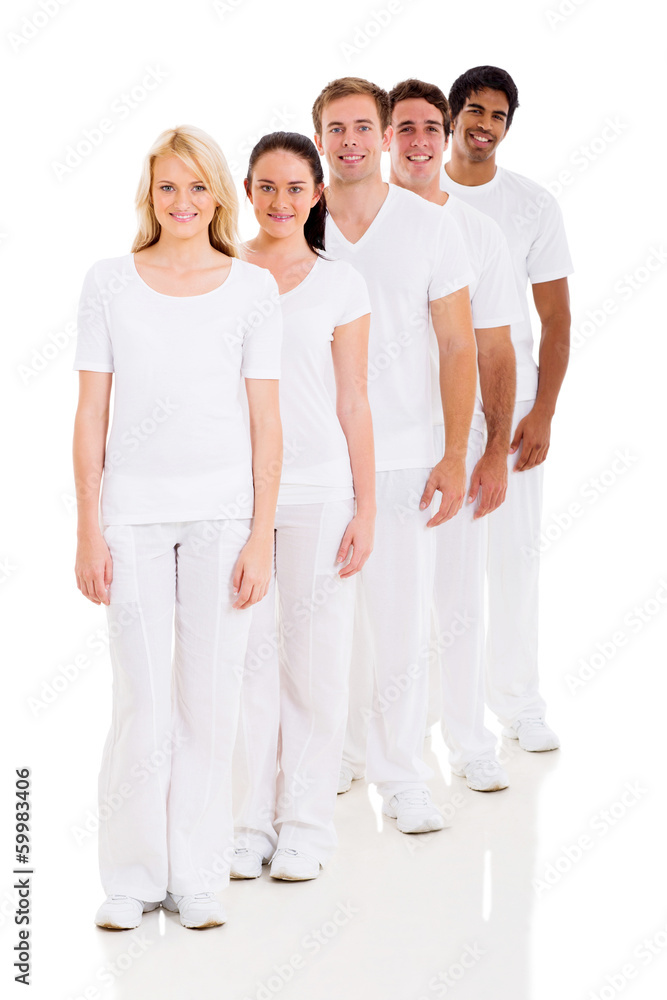 group of multiracial friends in a row group of multiracial friends in a row