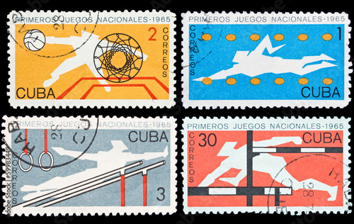 Set of Cuba stamps, First National Sport Games