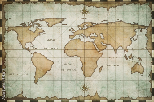 Obraz na płótnie starą mapę świata
