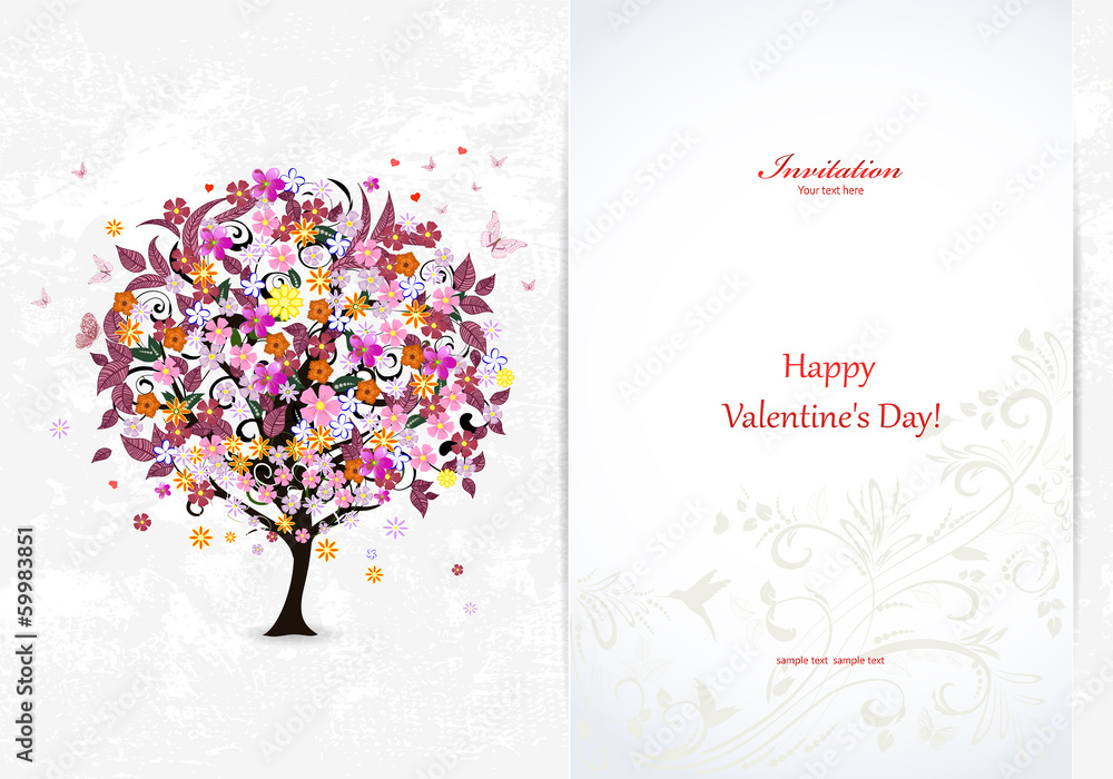 Festive invitation card with abstract tree