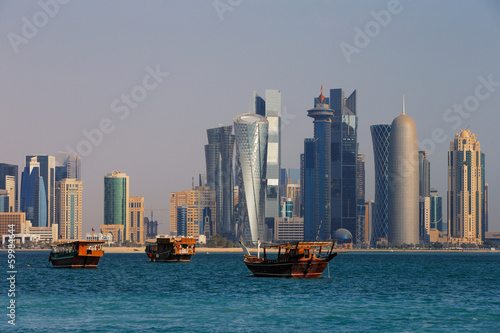 The West Bay City skyline of Doha, Qatar