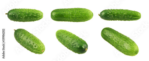 Green fresh cucumbers isolated