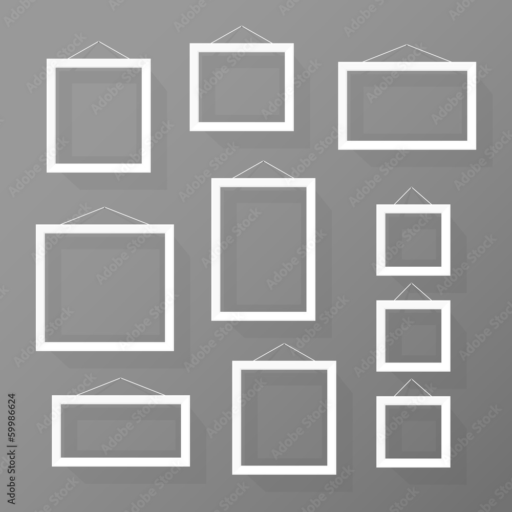 Blank picture frames set on the wall Blank picture frames set on the wall