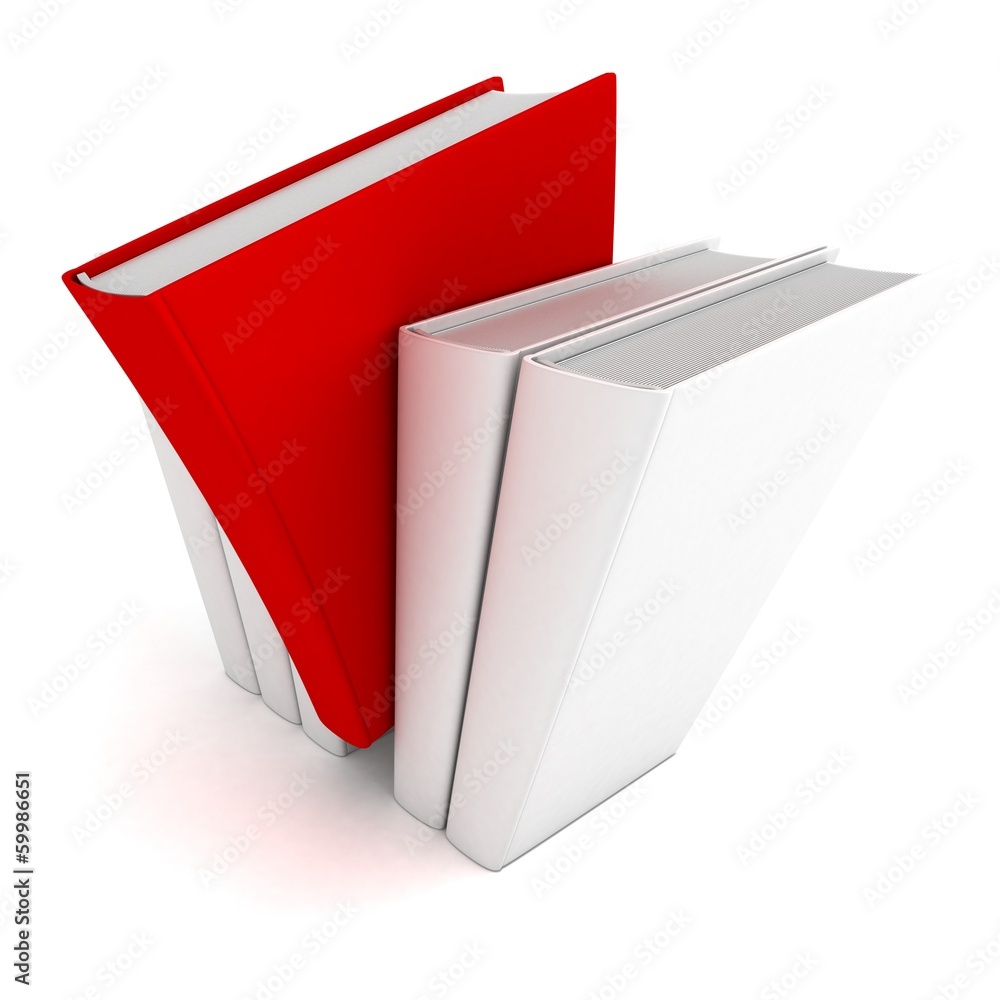 red different book out from crowd others white