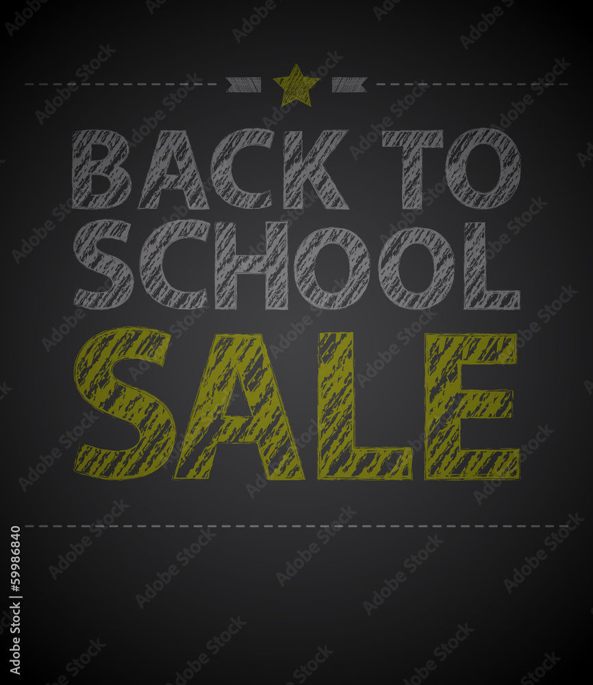 Fototapeta premium Back to school poster with text on chalkboard