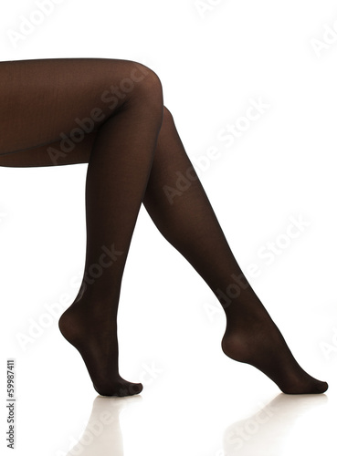 girl in black pantyhose. Isolated.
