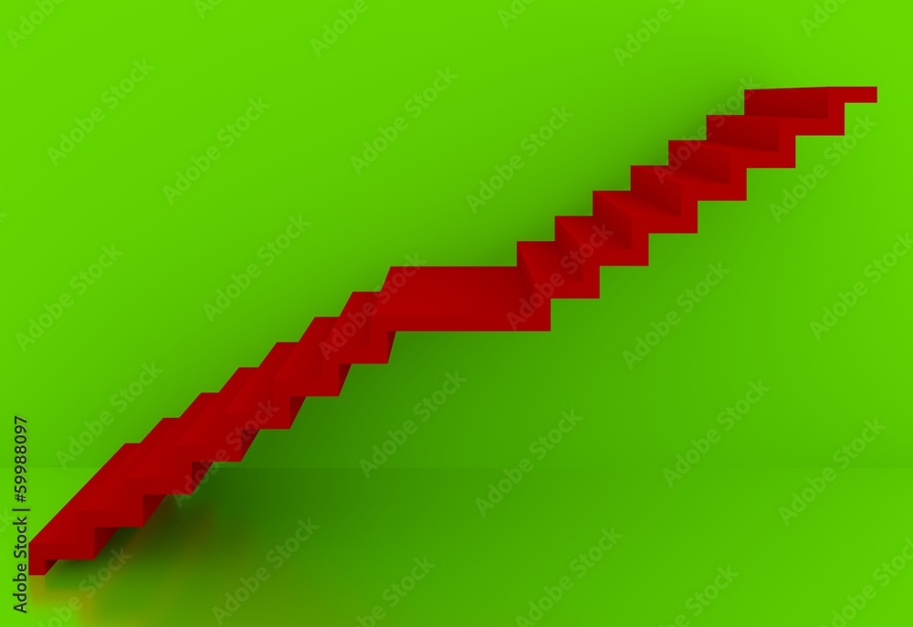 Obraz premium red stairs in green background interior,3d 