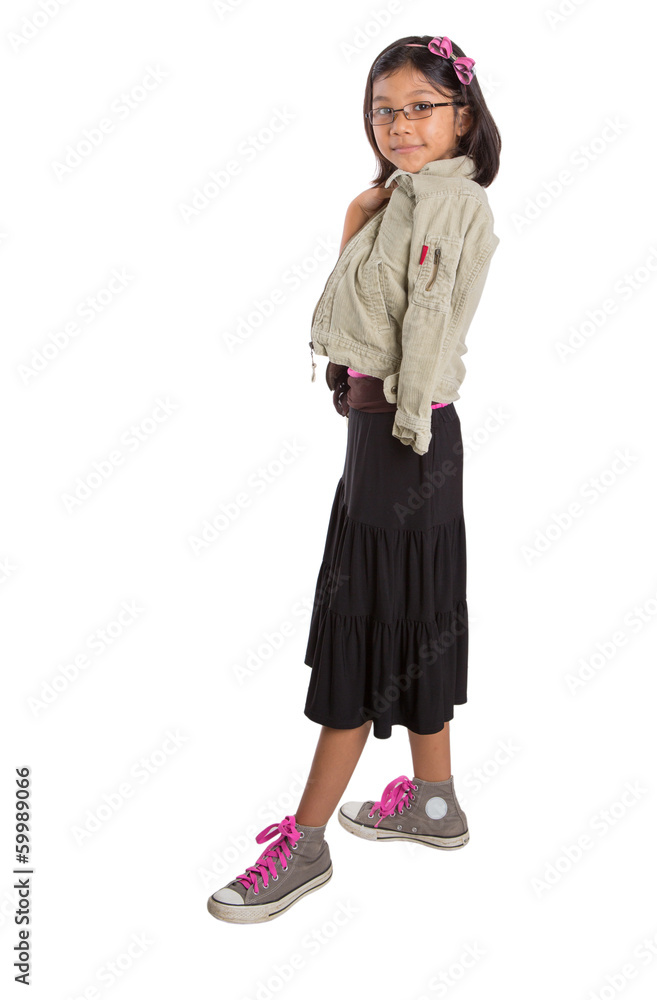Young girl with a jacket over white background Young girl with a jacket over white background