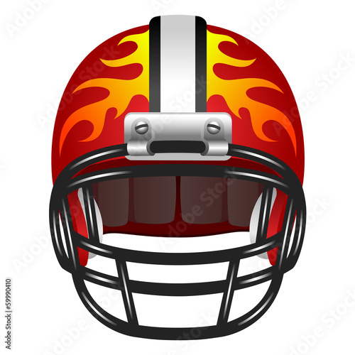 Football helmet with fire
