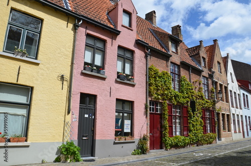 Obraz na plátně Façades de maisons colorées, Bruges, Belgique