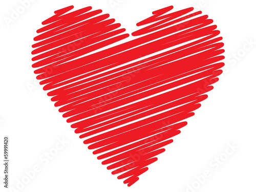 red valentine drawing over white