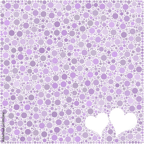 Two colored hearths into a square icon full of bubbles