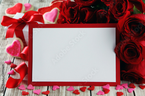 card with roses