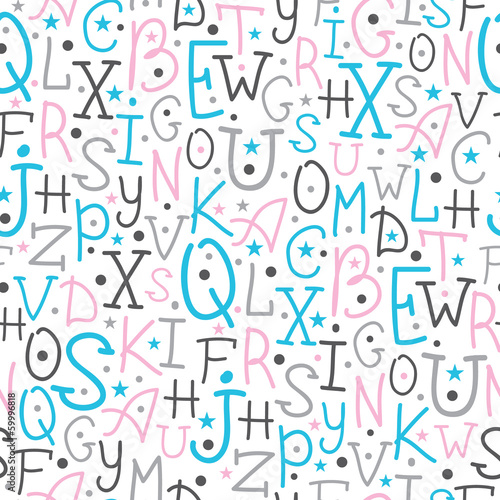 vector colorful alphabet letters seamless pattern background