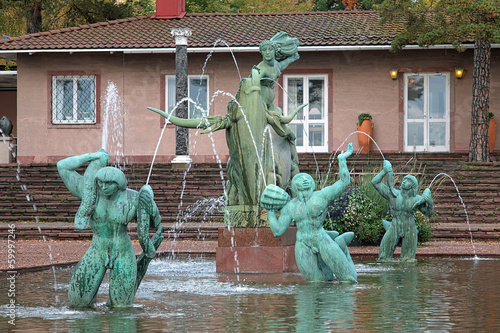 Canvas Print Europe and the Bull Fountain in Millesgarden sculpture garden