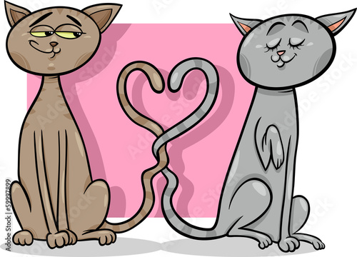 cats in love cartoon illustration