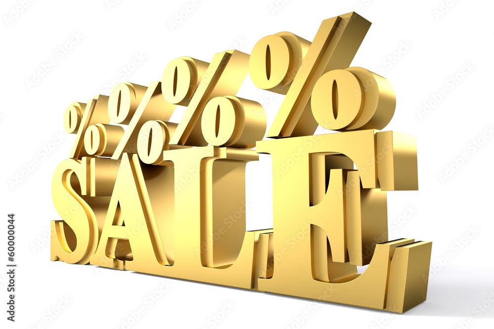 Gold word sale isolated on white background Gold word sale isolated on white background