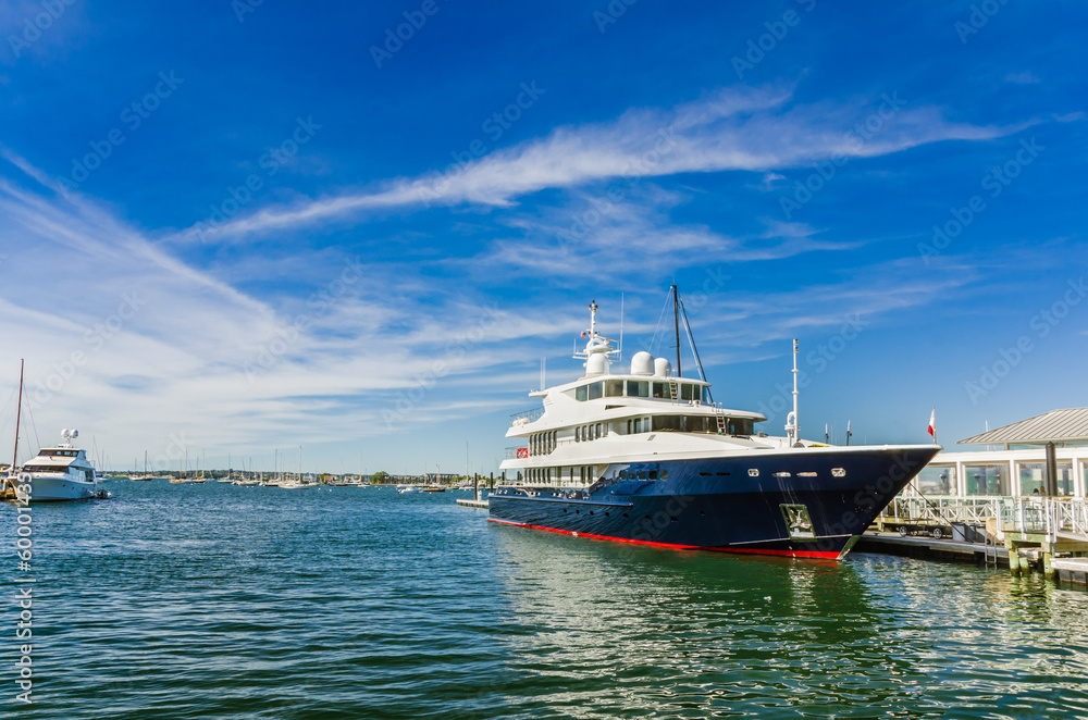 Luxury Yacht Mooered in Harbour Luxury Yacht Mooered in Harbour