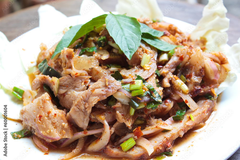 Thai spicy pork salad. Thai spicy pork salad.