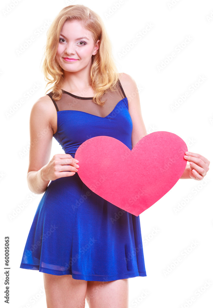 Red heart. Love symbol. Woman hold Valentine day symbol. Red heart. Love symbol. Woman hold Valentine day symbol.