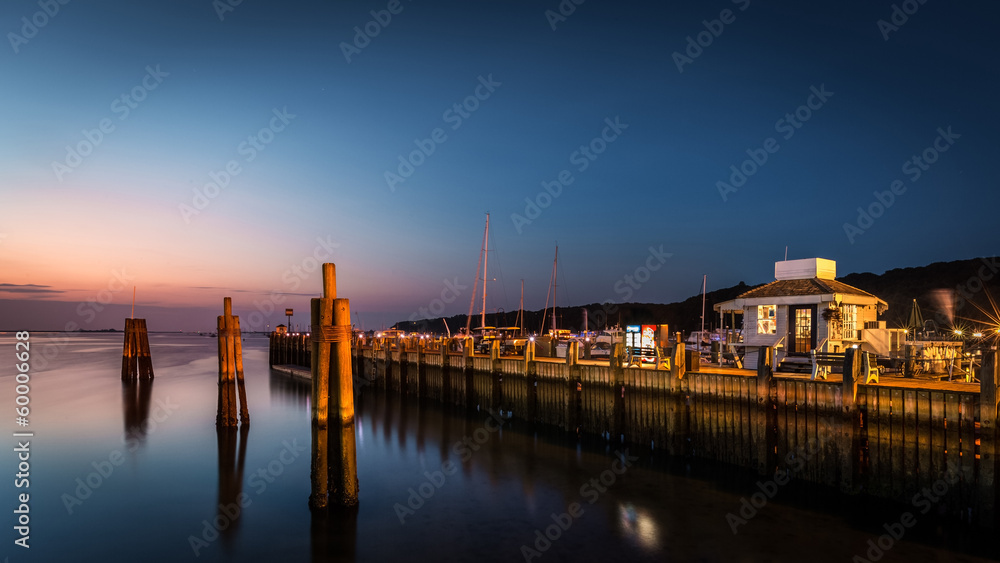Port Jefferson, NY, at dusk