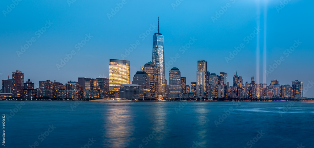 Tribute in Light memorial on September 11th, in New York City Tribute in Light memorial on September 11th, in New York City