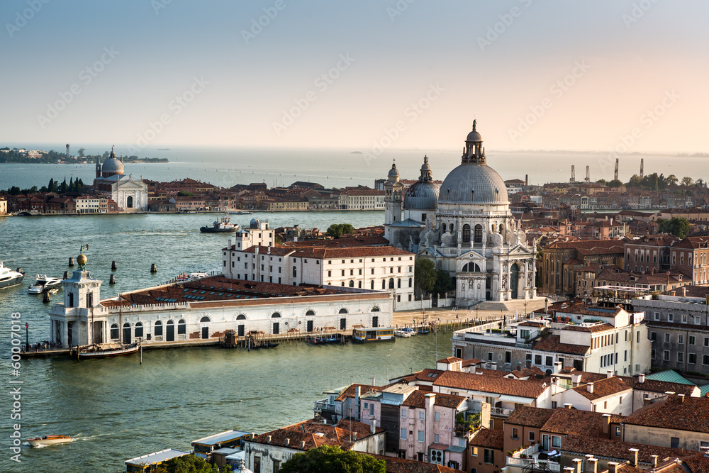 Late afternoon aerial view over Venice