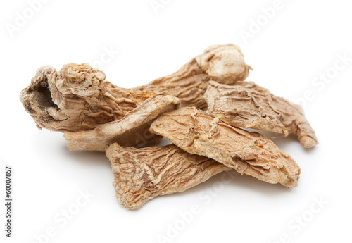 Dried ginger isolated on white background.