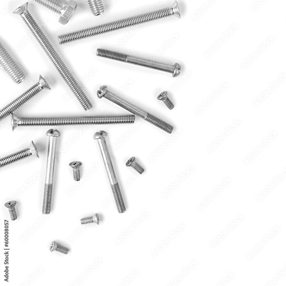 Different bolts on white background Different bolts on white background