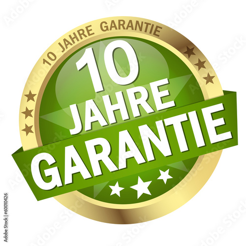 Button mit Banner " 10 JAHRE GARANTIE "
