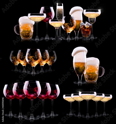 set with different  drinks