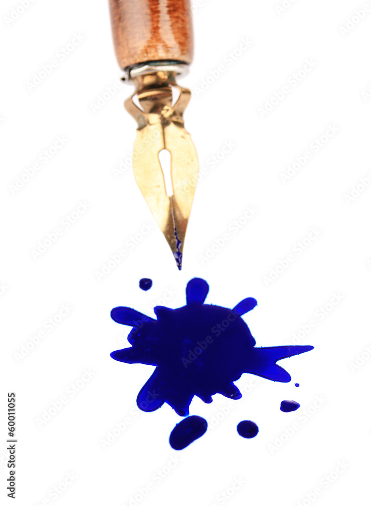 Obraz premium Pen and ink blot, isolated on white