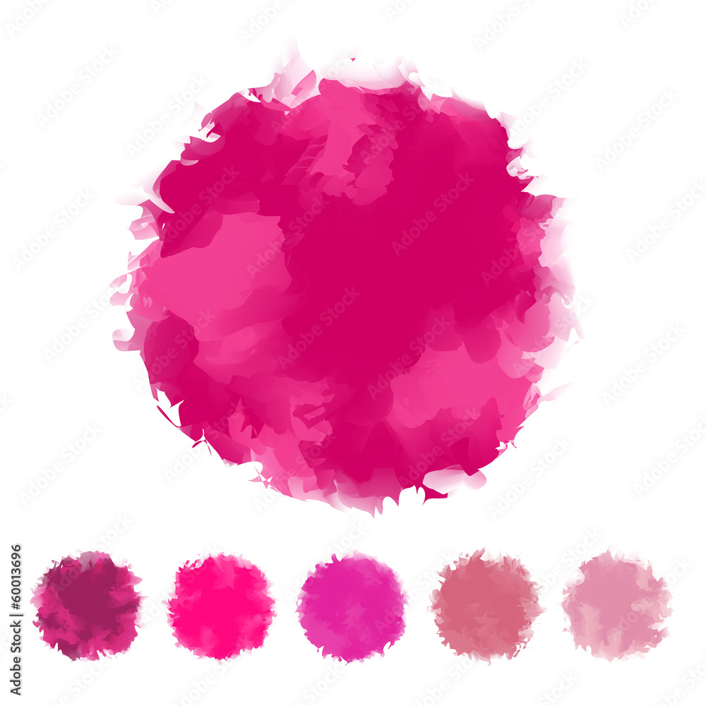 Set of pink water color round design for brush, textbox, design