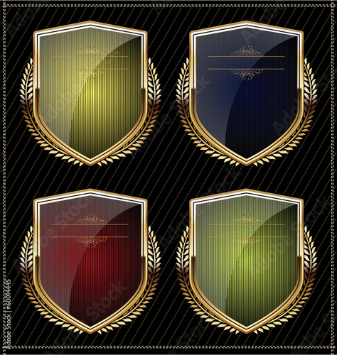 Shields with laurel wreath