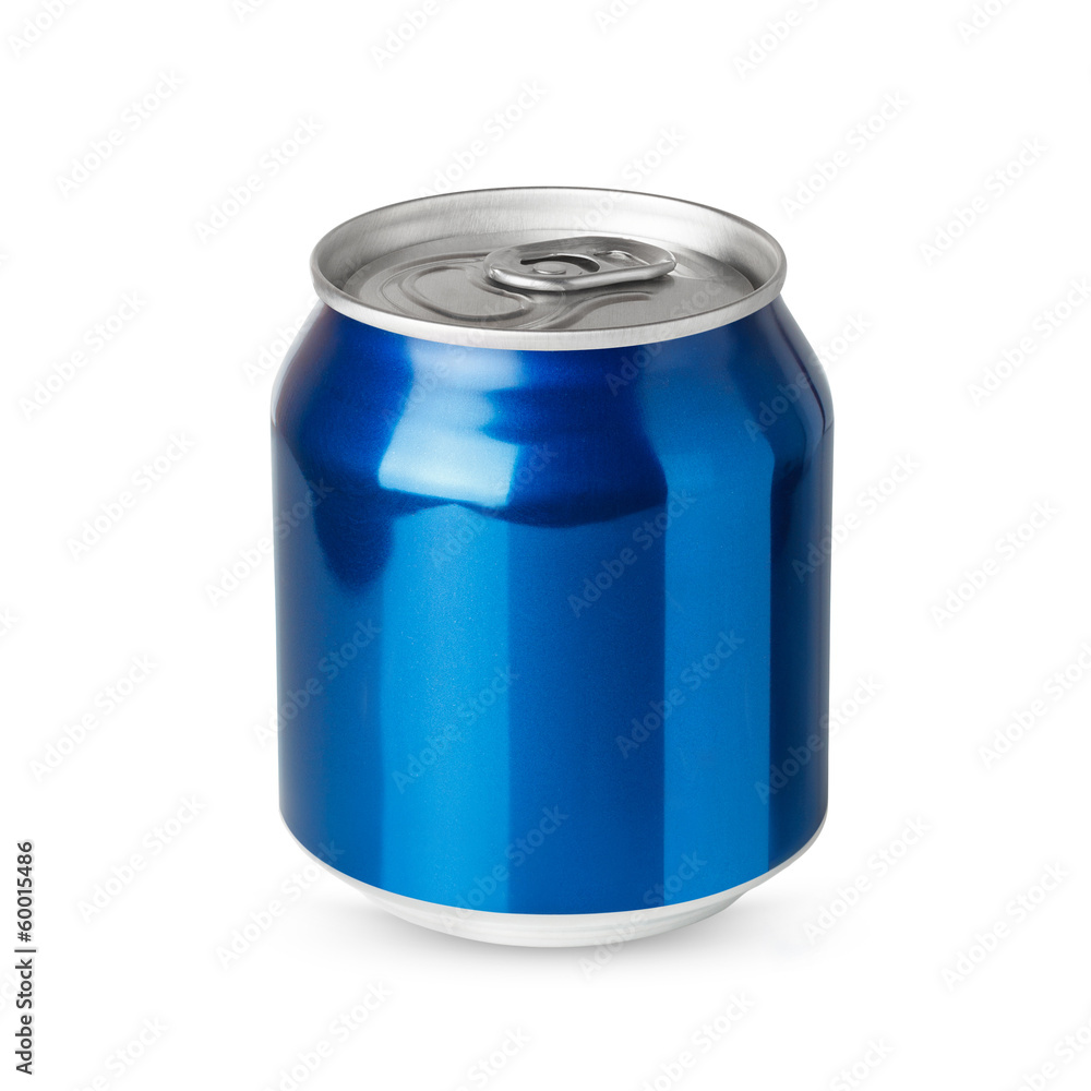 Small blue aluminum can isolated on white background Small blue aluminum can isolated on white background