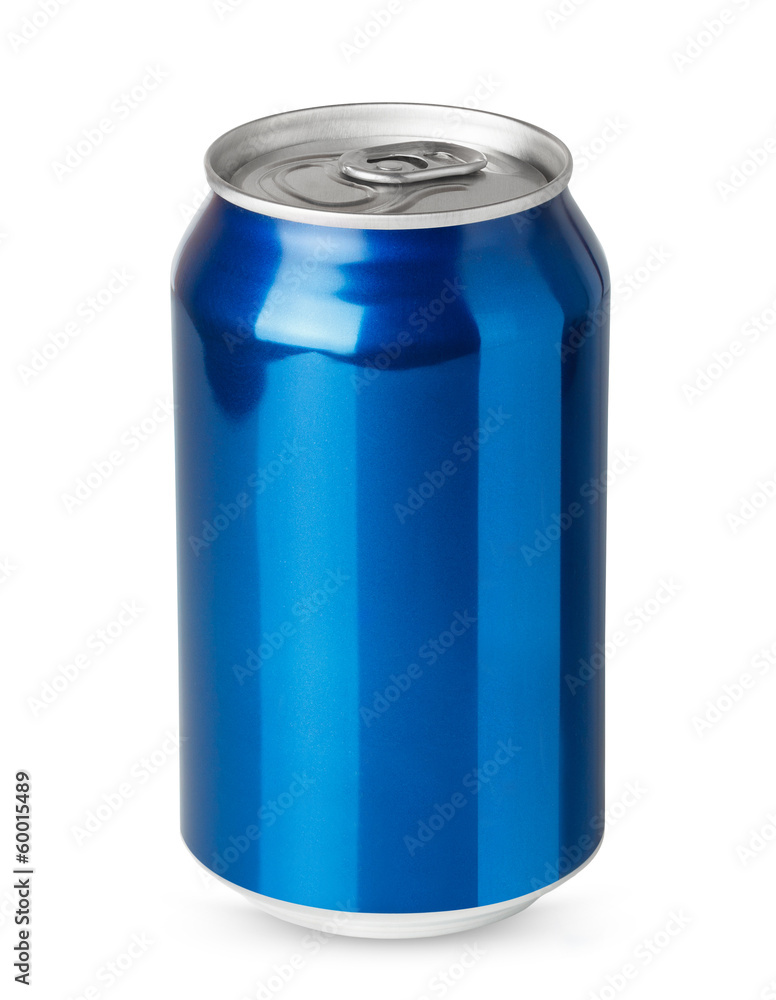 Blue aluminum can isolated on white background Blue aluminum can isolated on white background