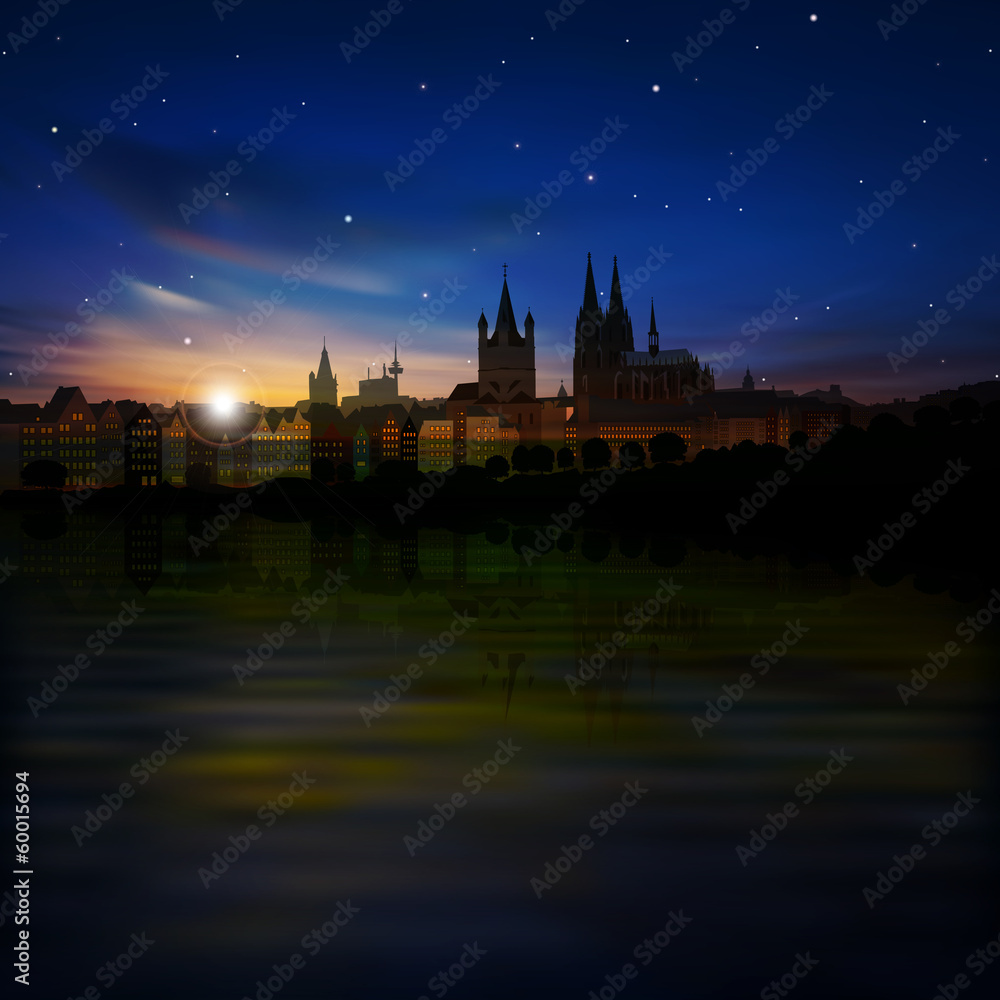 abstract background with silhouette of koln