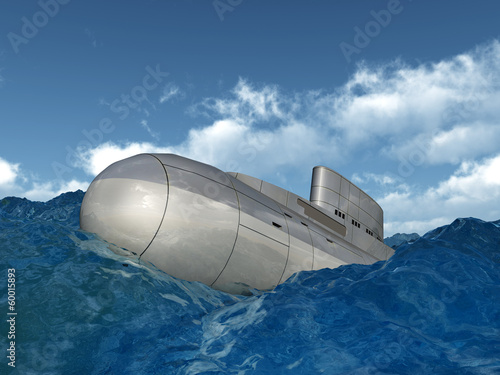 Modernes russisches Unterseeboot in stürmischer See