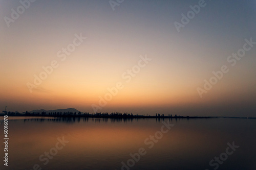 The view of lake at sunset 