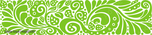 Horizontal floral pattern. Green swirled leaves, abstract pattern. Colorful vector illustration