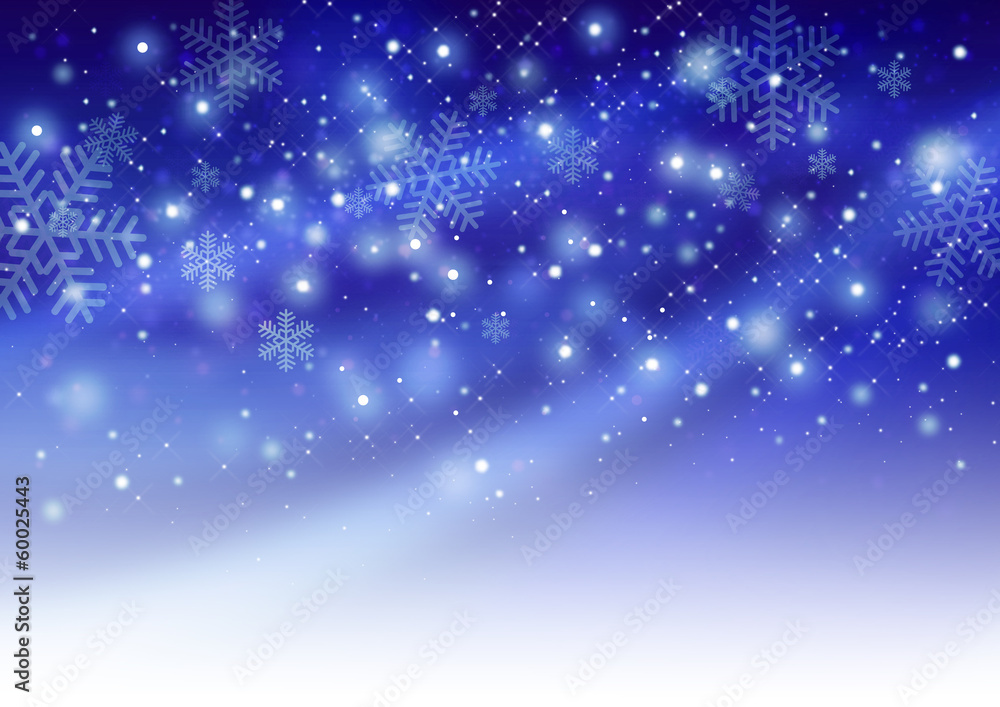 Fototapeta premium 星空と雪の競演(ブルー)