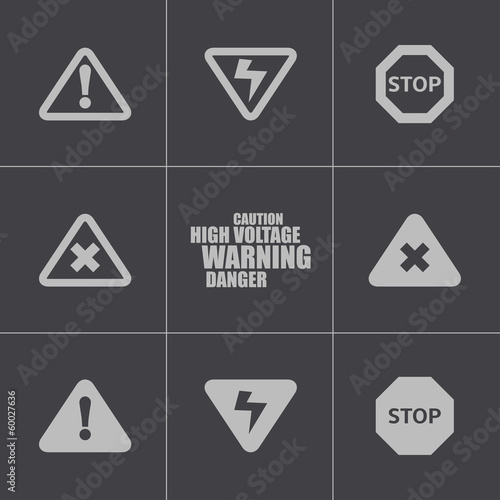 Vector black danger icons set