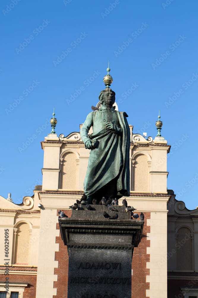 Cracow - the sculpture of Adam Mickiewicz